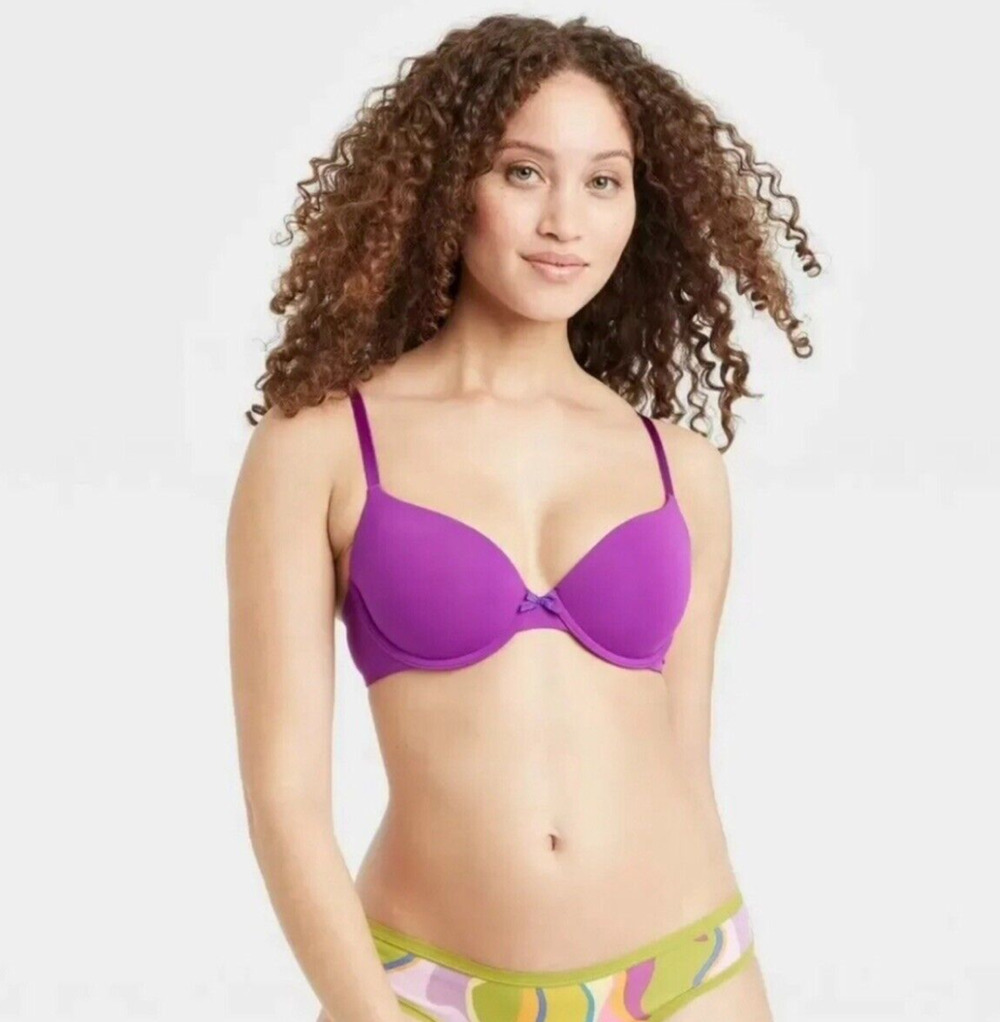 Auden The Everyday Bra Womens Size 34D Purple Lightly Lined Underwire Adjustable
